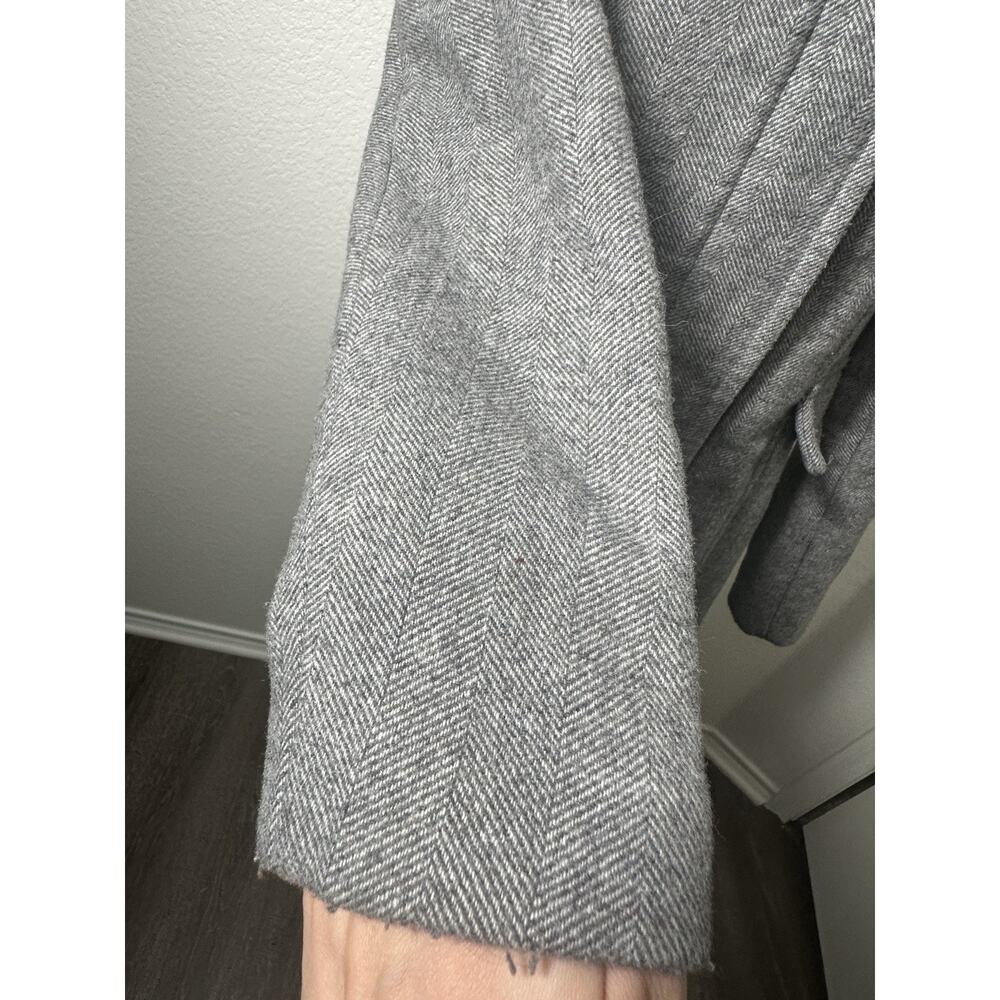 Calvin Klein Women’s XXS Gray Herringbone Wool Blend Coat Zip Snap Mid Length - Picture 4 of 16